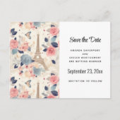 花とエッフェルタワーパリパターン 案内ポストカード (正面)