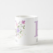 花とエルシーという名前のイニシャル コーヒーマグカップ (中央)