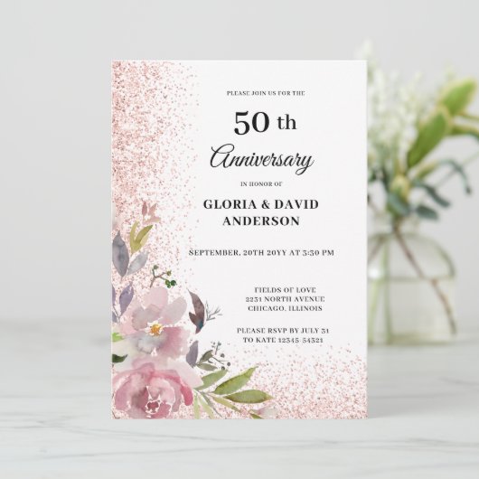 花とエレガンスの50周年記念結婚式 招待状 (スタンド正面)
