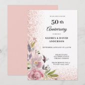 花とエレガンスの50周年記念結婚式 招待状 (正面/裏面)