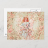 花とエンジェルヴィンテージコラージュ ポストカード (正面/裏面)