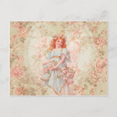 花とエンジェルヴィンテージコラージュ ポストカード (正面)