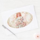 花とエンジェルヴィンテージコラージュ 楕円形シール (封筒)