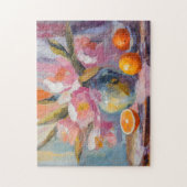花とオレンジモダンがまだ生きる ジグソーパズル (縦)