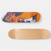 花とカスタマイズ可能なオレンジ色のエキゾチックなオウム スケートボード (横)