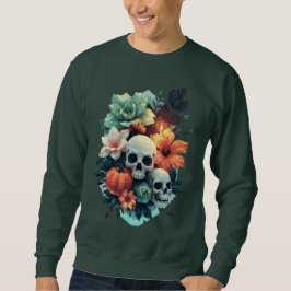 花とカボチャのダブルヘッドスカル スウェットシャツ