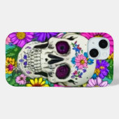 花とカラフルなドクロ Case-Mate iPhoneケース (裏面 (横))