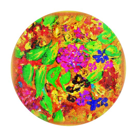 花とカラフル明け買てす カッティングボード (正面)