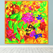 花とカラフル明け買てす キャンバスプリント (インサイチュ (ウッドフロア))