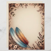花とカラフル羽 レターヘッド (正面/裏面)