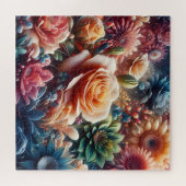 花とカラフル花びらの交響曲 ジグソーパズル (横)