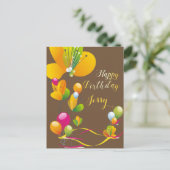 花とカラフル風船の誕生日 ポストカード (スタンド正面)