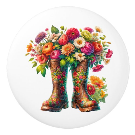 花とガーデンブーツのバージョン2 セラミックノブ (正面)