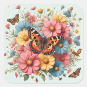 花とキンポウゲ スクエアシール (正面)
