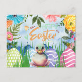 花とクックタスティックのアヒルの復活祭 シーズンポストカード (正面)