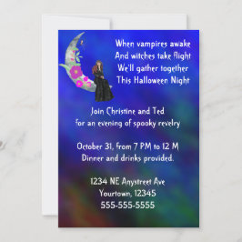 花とクモのハローウィンパーティで月の魔女 招待状