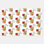 花とクリスマスを飾るかわいい子猫たち|過去記事 ラッピングペーパーシート (正面3)