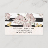 花とグリッター蝶 | ストライプ型 名刺 (裏面)