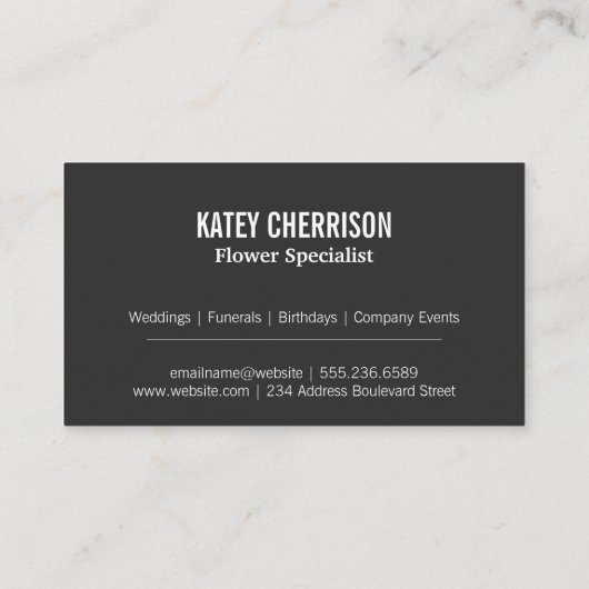 花とグリッター蝶 |ストライプ 名刺 (裏面)