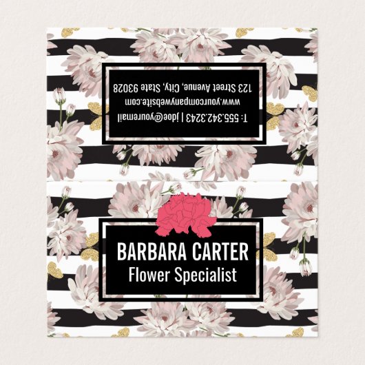 花とグリッター蝶 名刺 (外部フラット)