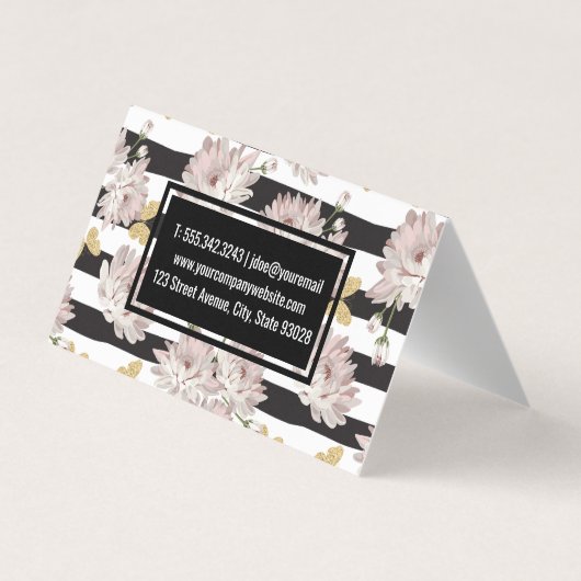 花とグリッター蝶 名刺 (裏面)