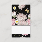 花とグリッター蝶 |金ゴールド斑点 名刺 (裏面)