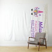 花とコンフェッティのユニコーンフォトバックドロップ タペストリー (インサイチュ(横))