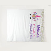 花とコンフェッティのユニコーンフォトバックドロップ タペストリー (正面(横))