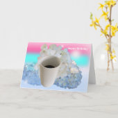 花とコーヒーのバースデーカード カード (黄色い花)