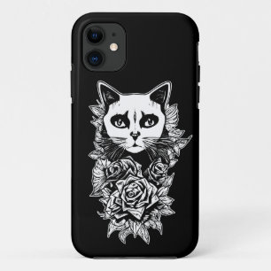 花とゴシック猫 iPhone 11 ケース