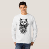 花とゴシック猫 Tシャツ (正面フル)