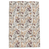 花とゴールドの葉 ミディアムペーパーバッグ (正面)