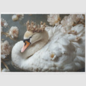 花とゴールドクラウンの白鳥 デコパージュ 薄葉紙 (正面)