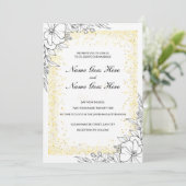 花とゴールドフレームの結婚式招待状 招待状 (スタンド正面)