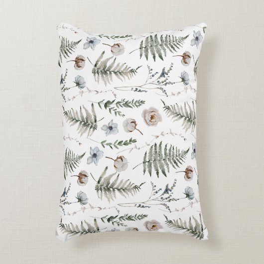花とシダの離れ森フローラ植物学 アクセントクッション (正面(垂直))