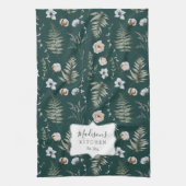 花とシダの離れ森フローラ植物学 キッチンタオル (縦)