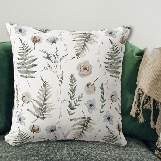 花とシダの離れ森フローラ植物学 クッション