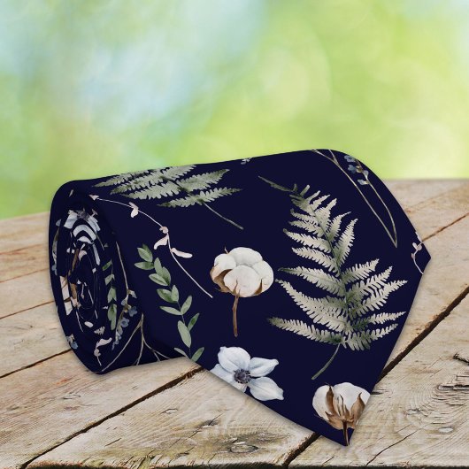 花とシダの離れ森フローラ植物学 ネクタイ