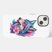 花とシベリアン・ハスキーのiPhone/iPadケース iPhoneケース (裏面横)