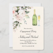 花とシャンパンの婚約パーティー招待状 招待状 (正面)