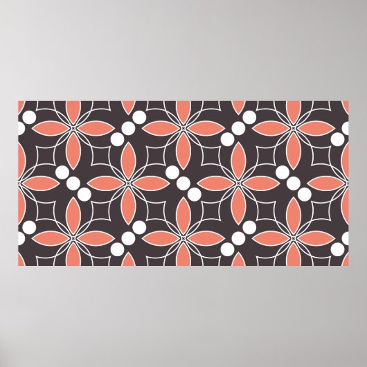 花とシームレスな幾何学的パターン。アート。 ポスター (正面)