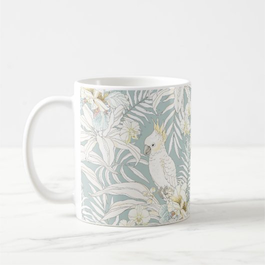 花とシームレスな熱帯パターンOrchid, Fl コーヒーマグカップ (左)