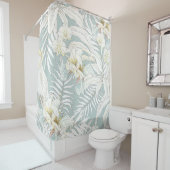 花とシームレスな熱帯パターンOrchid, Fl シャワーカーテン (インサイチュ)