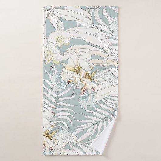 花とシームレスな熱帯パターンOrchid, Fl バスタオル (バスタオル)