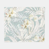 花とシームレスな熱帯パターンOrchid, Fl フリースブランケット (正面(横))