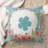 花とスカイカラー装飾用クッション クッション (ブランケット)