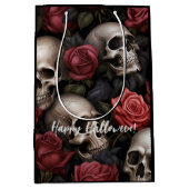 花とスカル中抱き枕 ミディアムペーパーバッグ (正面)