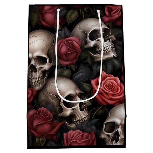 花とスカル中抱き枕 ミディアムペーパーバッグ (裏面)