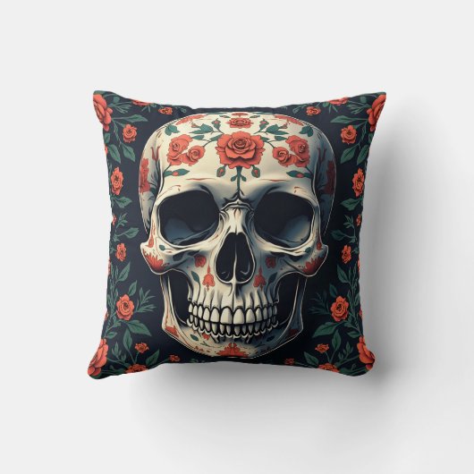 花とスカル用枕 クッション (裏面)