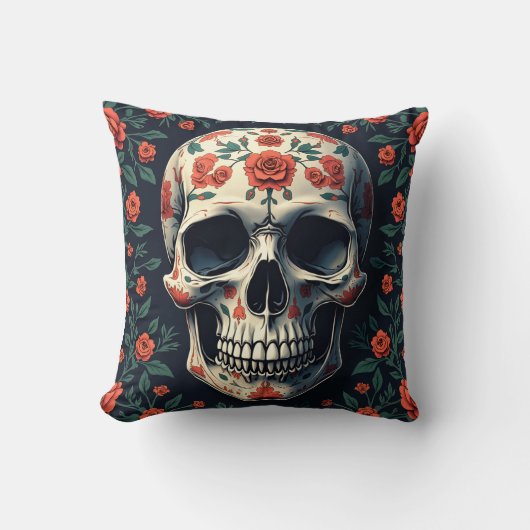 花とスカル用枕 クッション (正面)